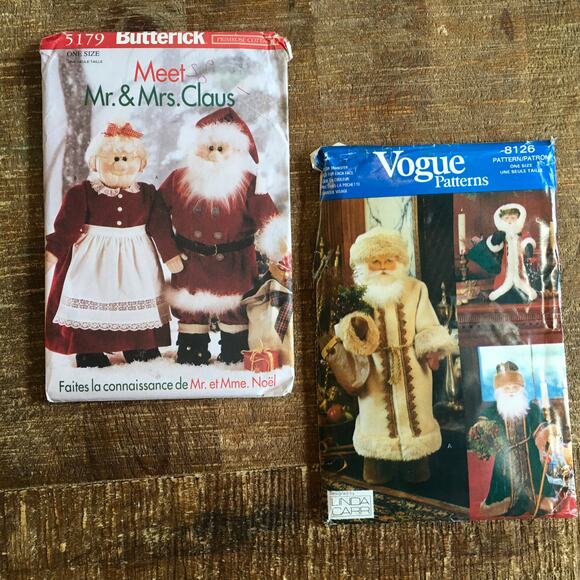 Sewing Pattern Lot Santa Claus Decorative Doll Father Christmas Holiday UNCUT - Picture 1 of 2